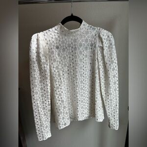 Wayf White Floral Lace Blouse